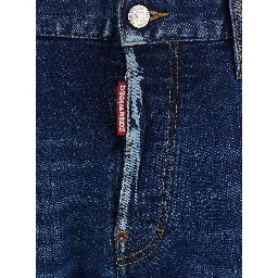 643 Blue Jeans with Ripped Details All-Over and Logo Patch on the Back in Denim Men