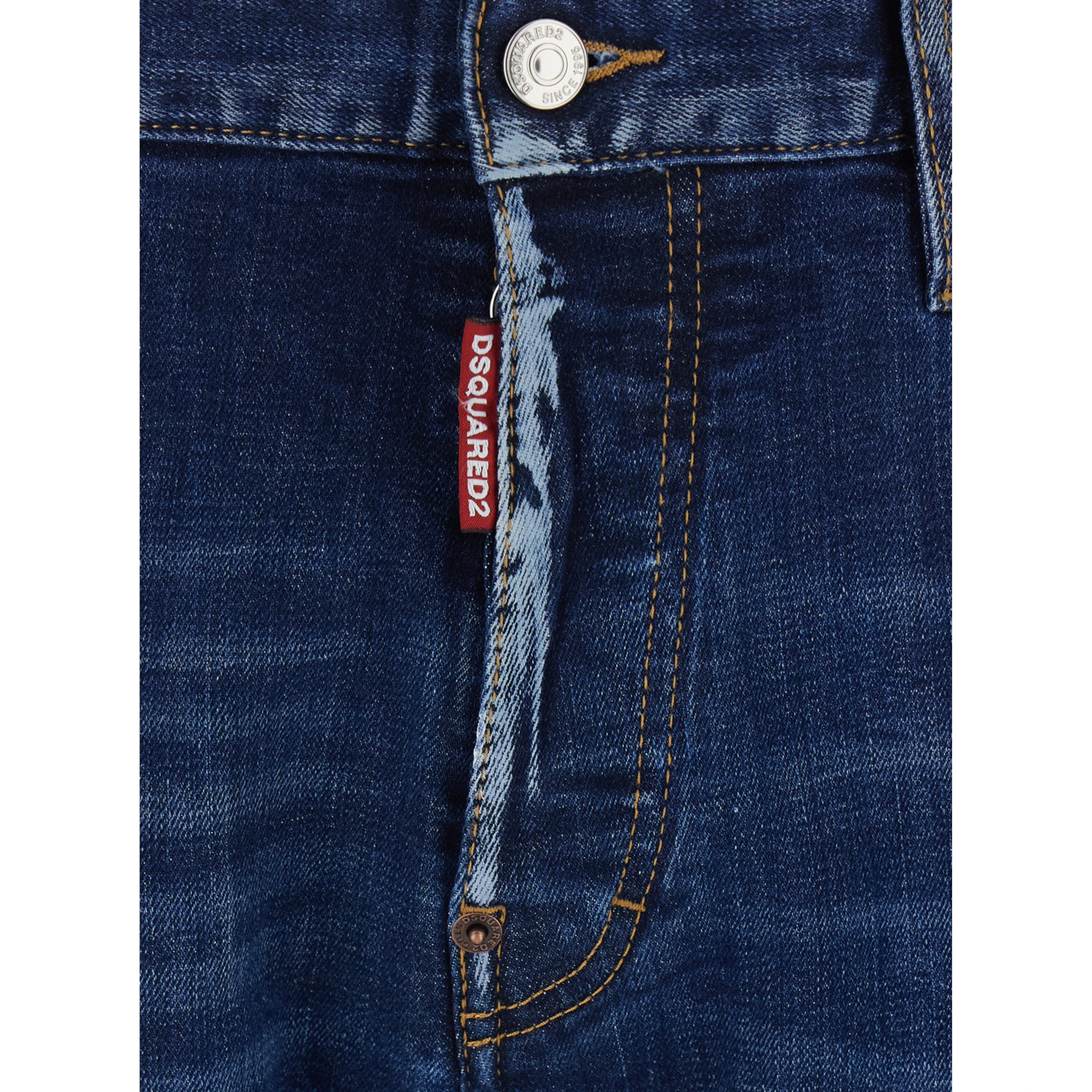 643 Blue Jeans with Ripped Details All-Over and Logo Patch on the Back in Denim Men