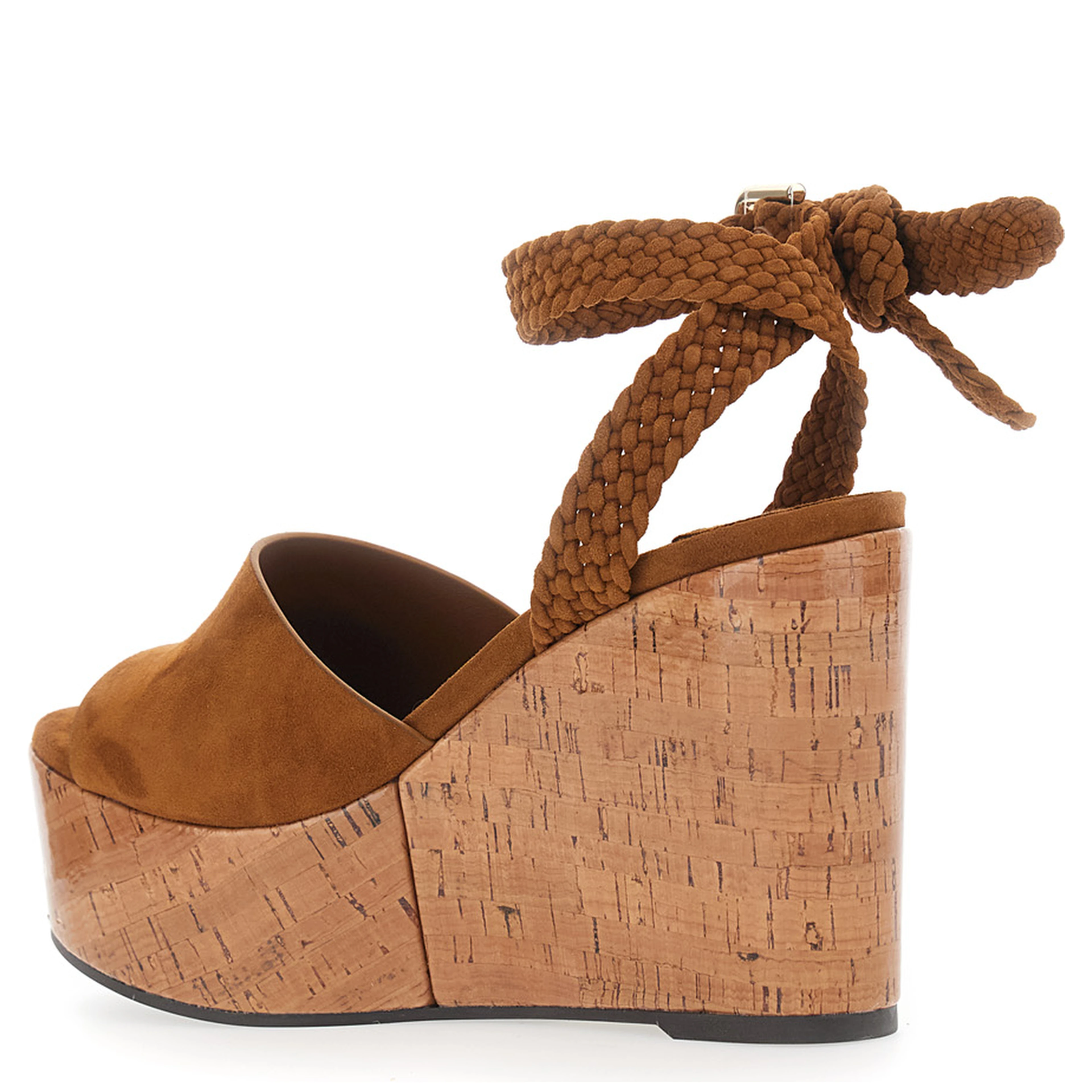 Jori Brown Wedges with Ankle Strap Closure and High Heel in Leather Woman