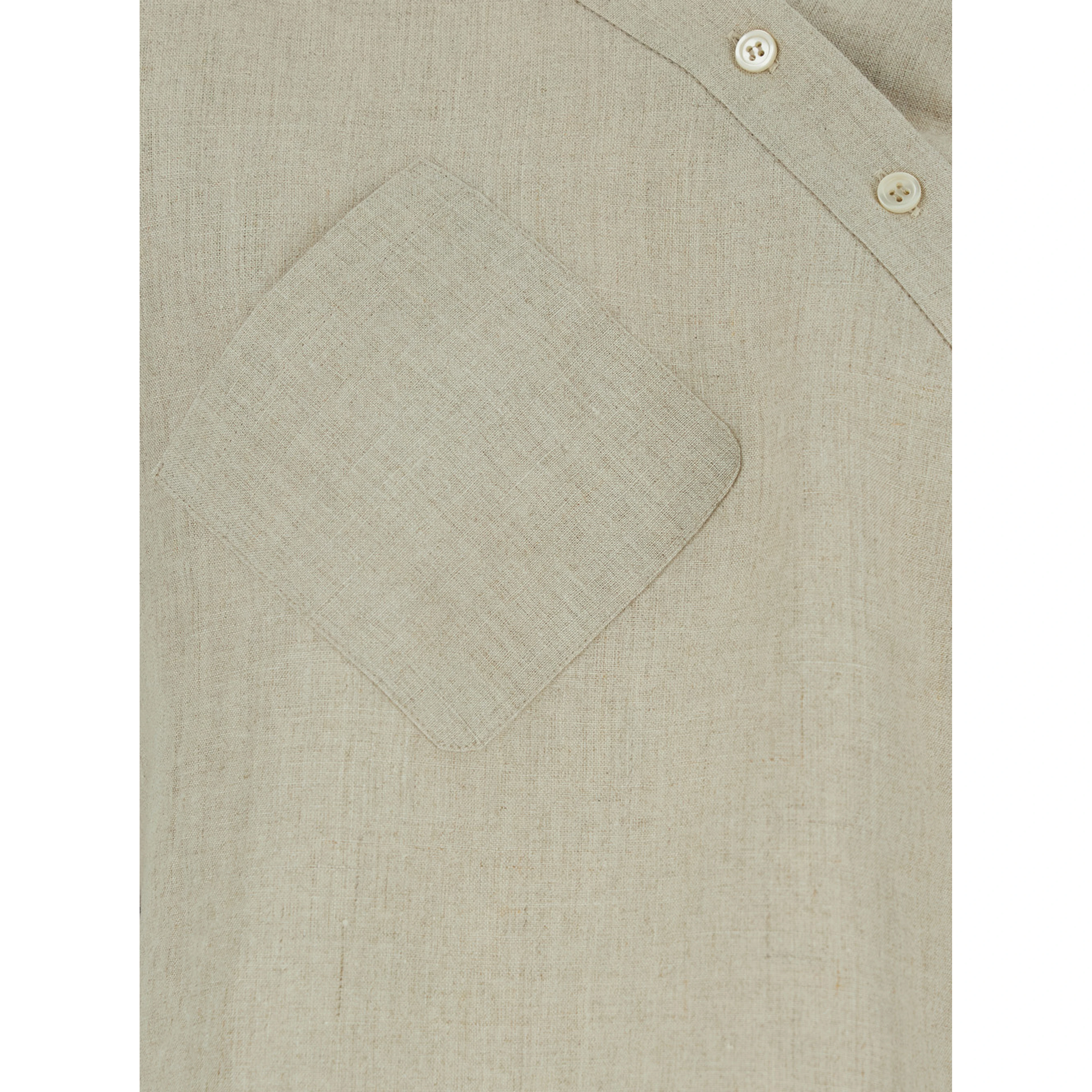 Heart beige Shirt with Asymmetrical Buttoning and Chest Pocket in Cotton Woman
