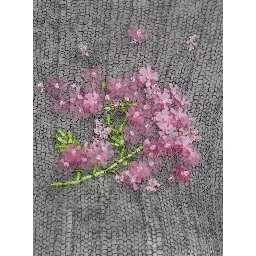 Grey Cardigan with floral decorations in Mohair and Wool for women