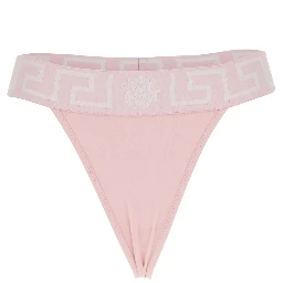 Pink Underwear with Greca and Medusa Detail in Stretch Cotton Woman