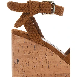 Jori Brown Wedges with Ankle Strap Closure and High Heel in Leather Woman