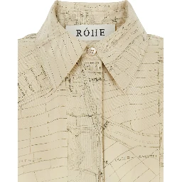 Dress with Cut-Out on the Back and All-Over Print in White Silk for Women
