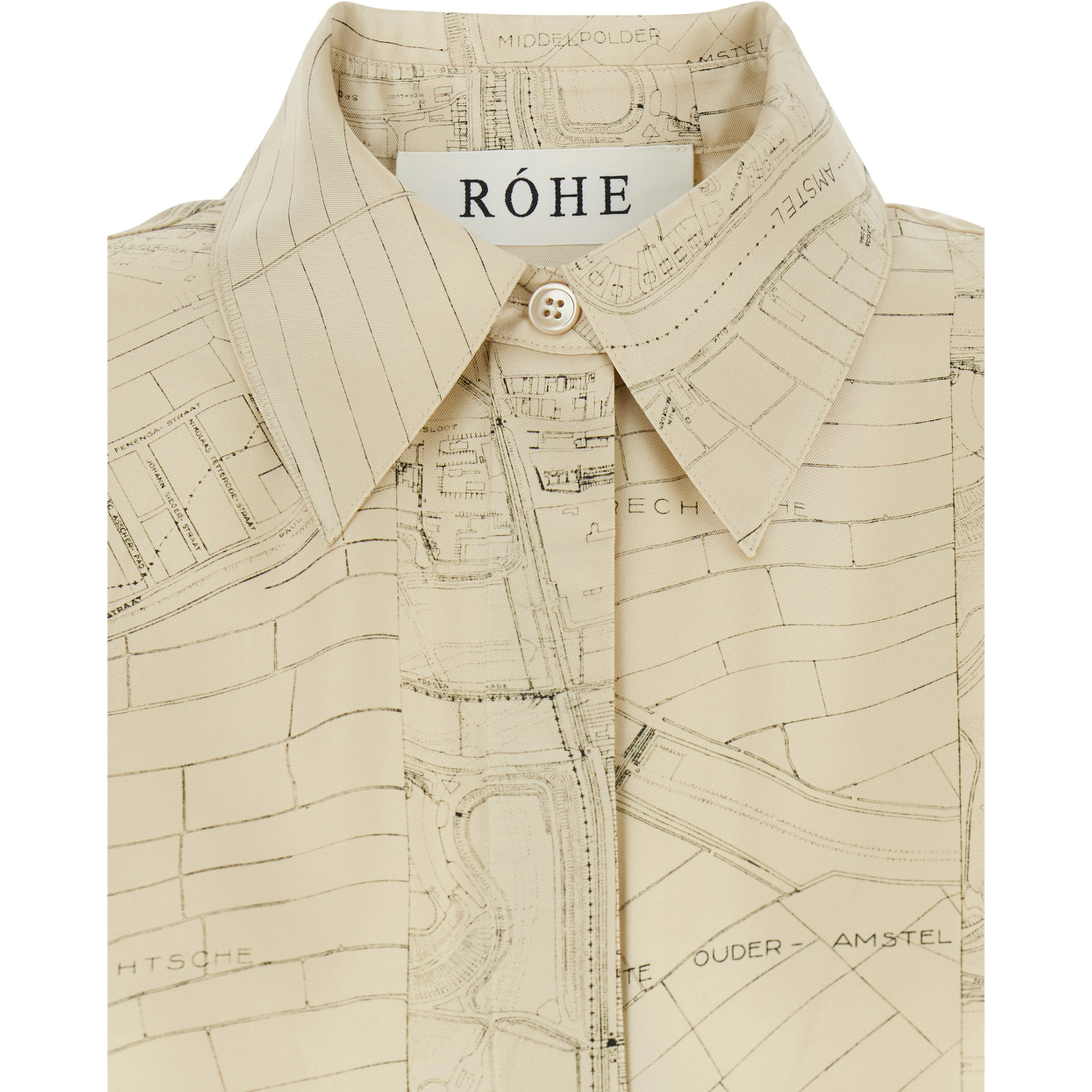 Dress with Cut-Out on the Back and All-Over Print in White Silk for Women