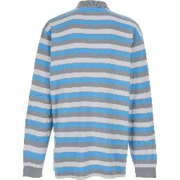 multicolor long-sleeved polo shirt with striped motif in cotton man