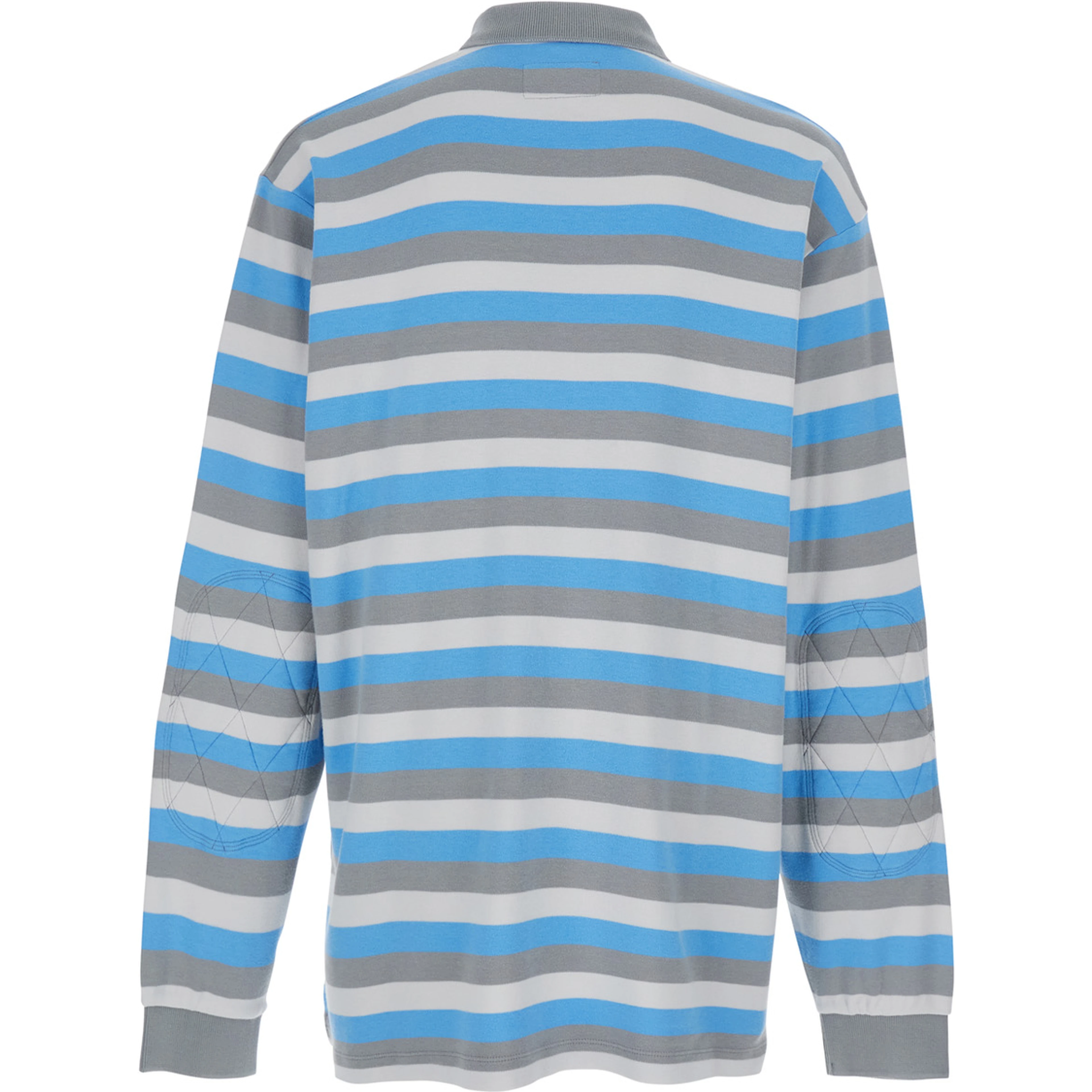 multicolor long-sleeved polo shirt with striped motif in cotton man