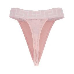 Pink Underwear with Greca and Medusa Detail in Stretch Cotton Woman