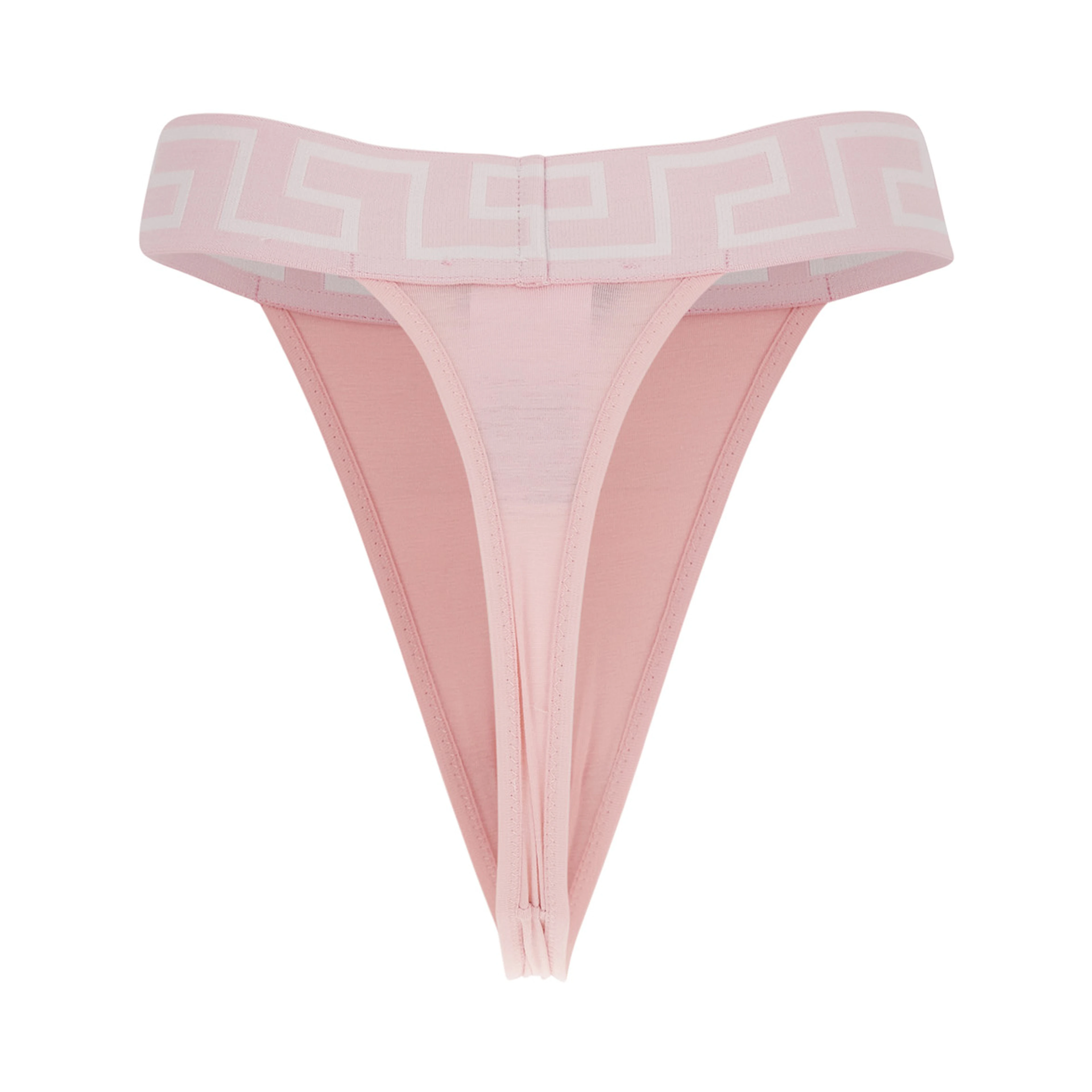 Pink Underwear with Greca and Medusa Detail in Stretch Cotton Woman