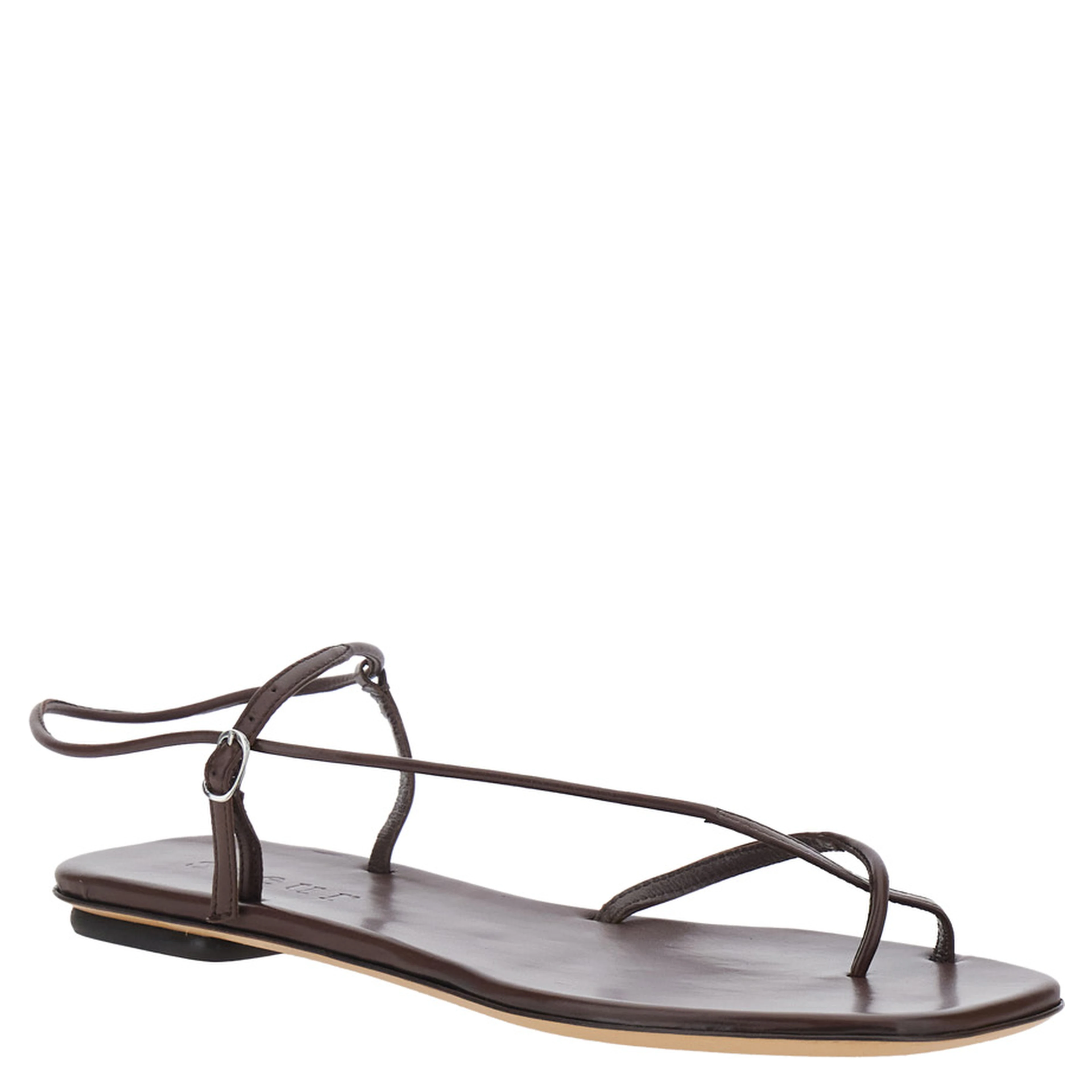 Brown Leather Sandals with Logo Imprinted on Insole for Women