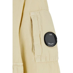 Beige Jacket with High Collar and Logo Plate on the Sleeve in Cotton and Linen Men