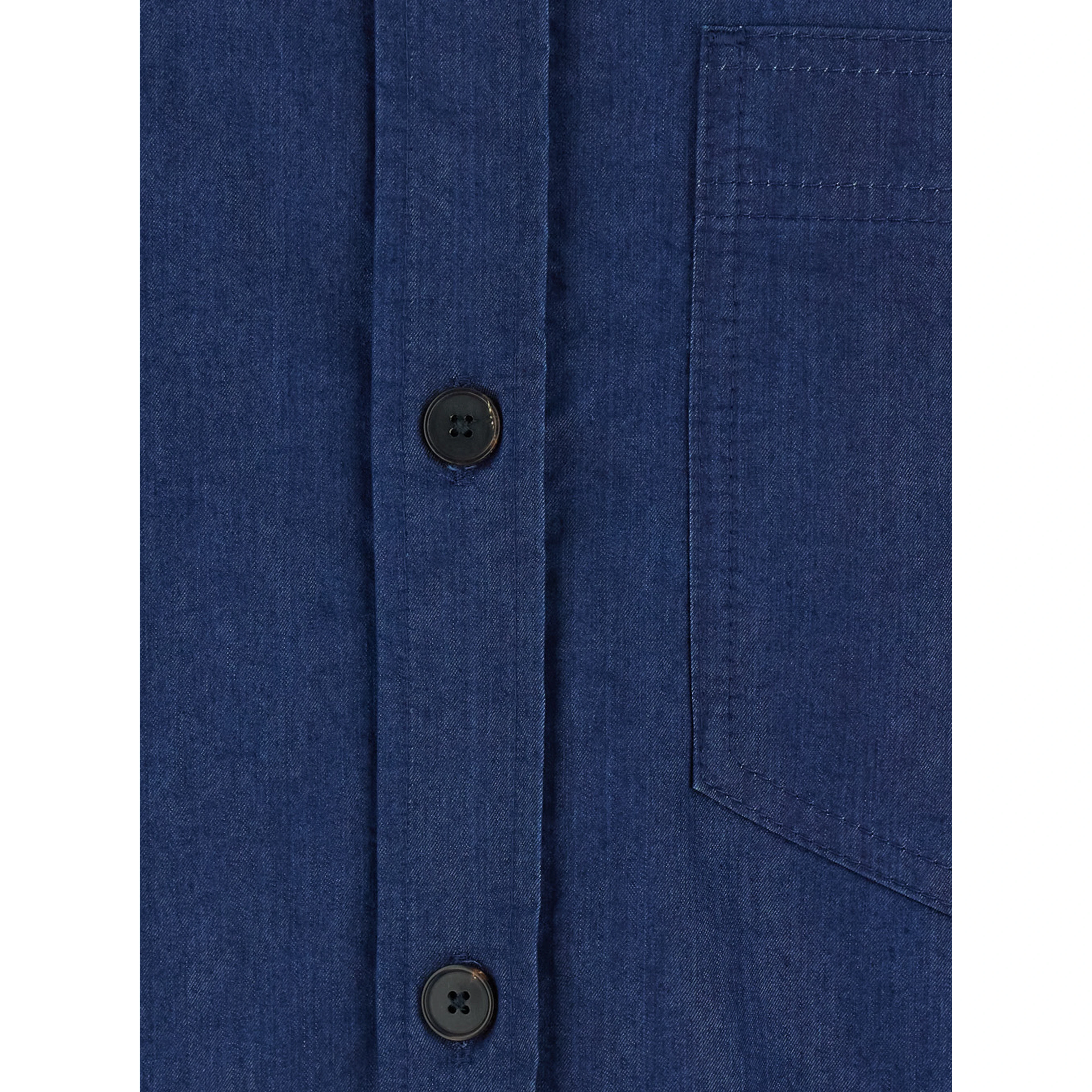Blue Shirt with pointed collar and logo print on the back in Cotton and Fabric blend for Men