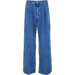 Camden Blue High-waisted Jeans with logo patch on the back in Cotton Men