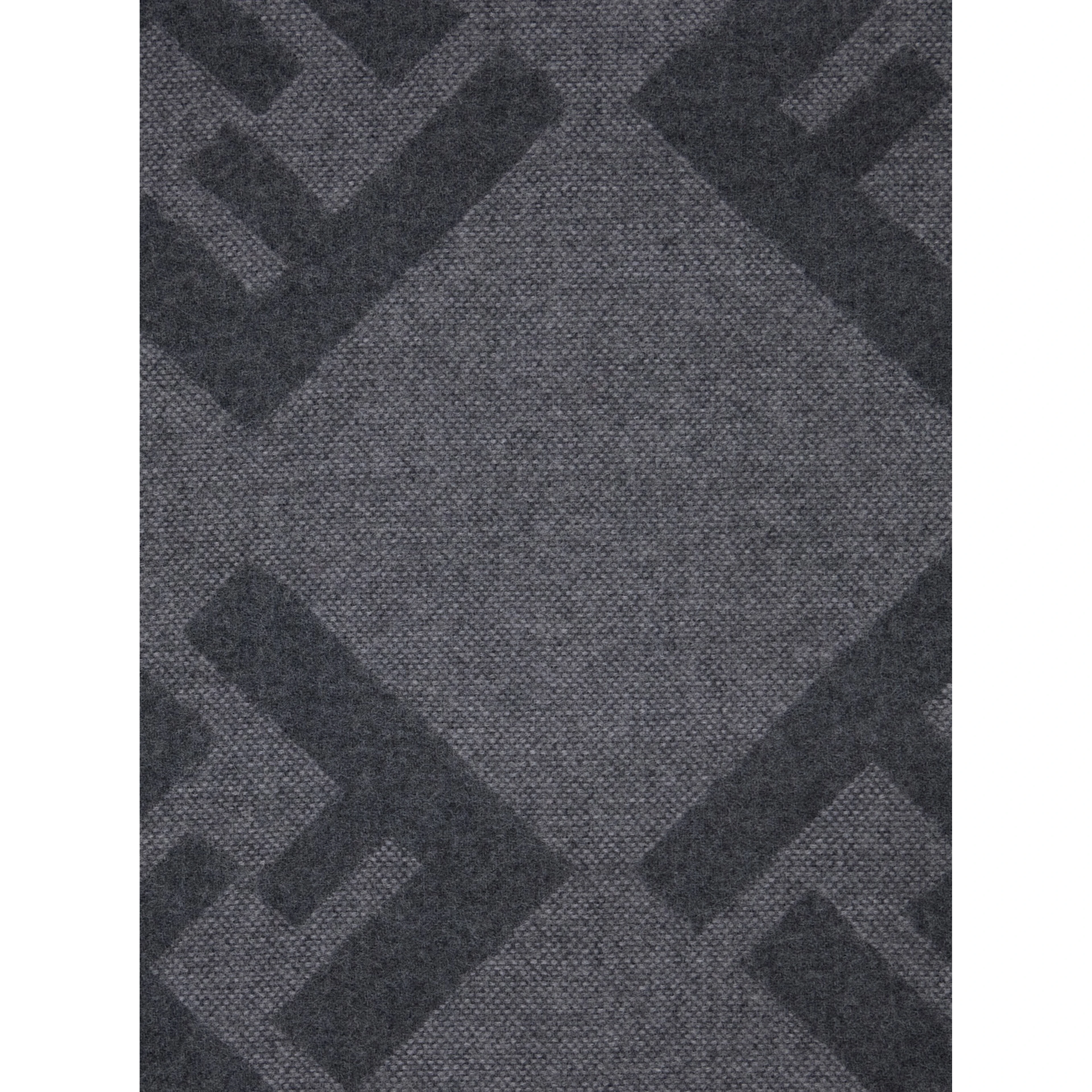 Grey Fringed Edge Scarf with All-Over FF Logo in Wool Men