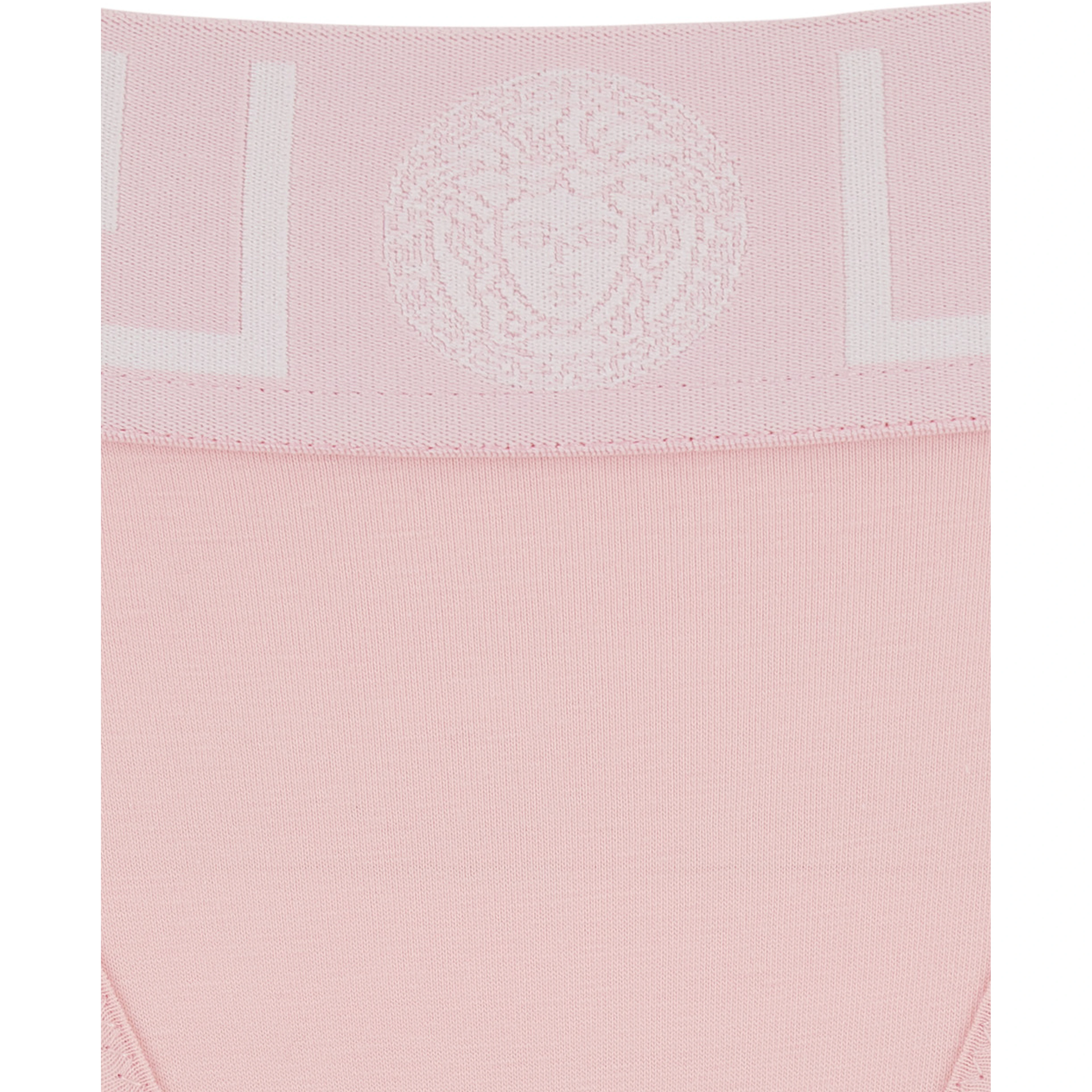 Pink Underwear with Greca and Medusa Detail in Stretch Cotton Woman