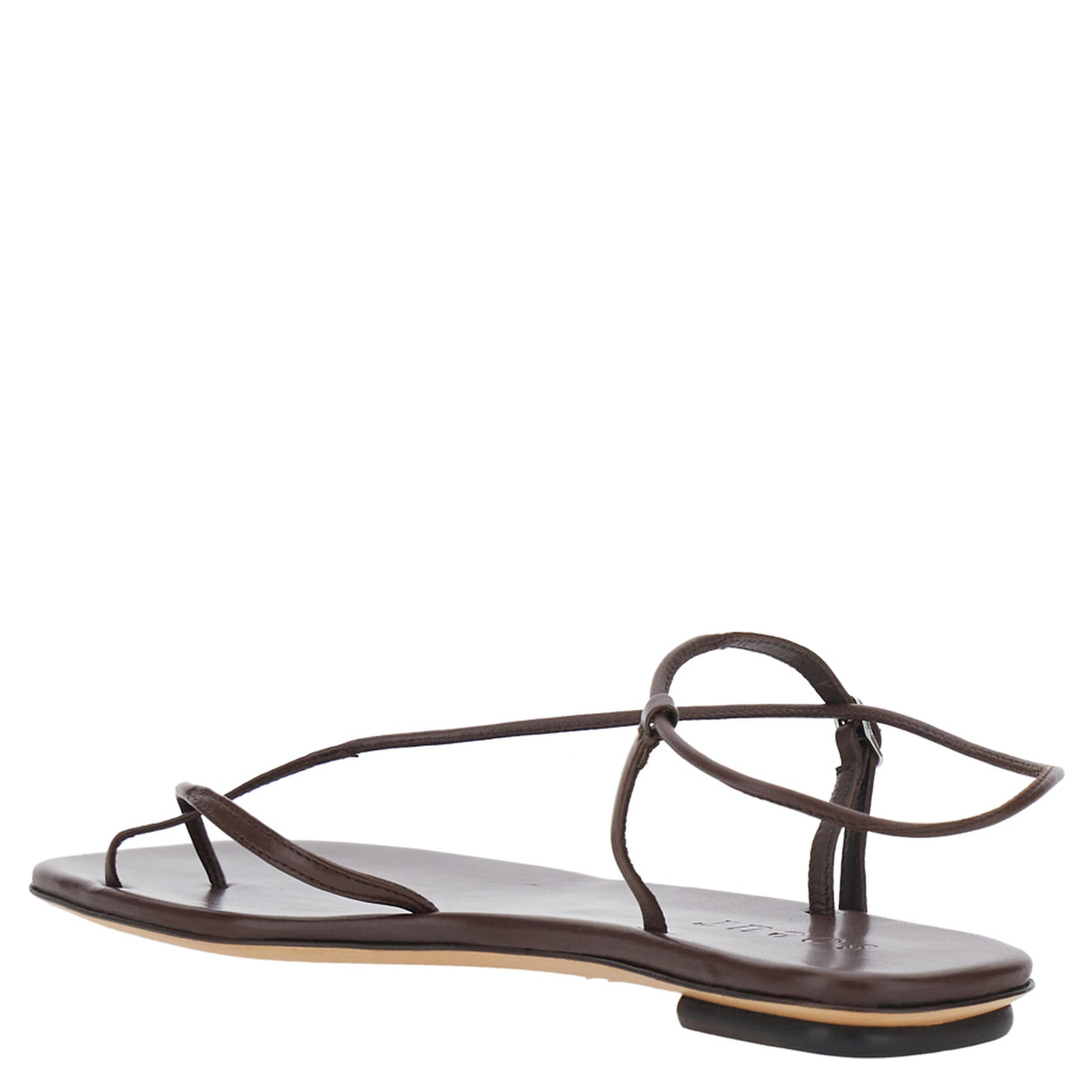 Brown Leather Sandals with Logo Imprinted on Insole for Women