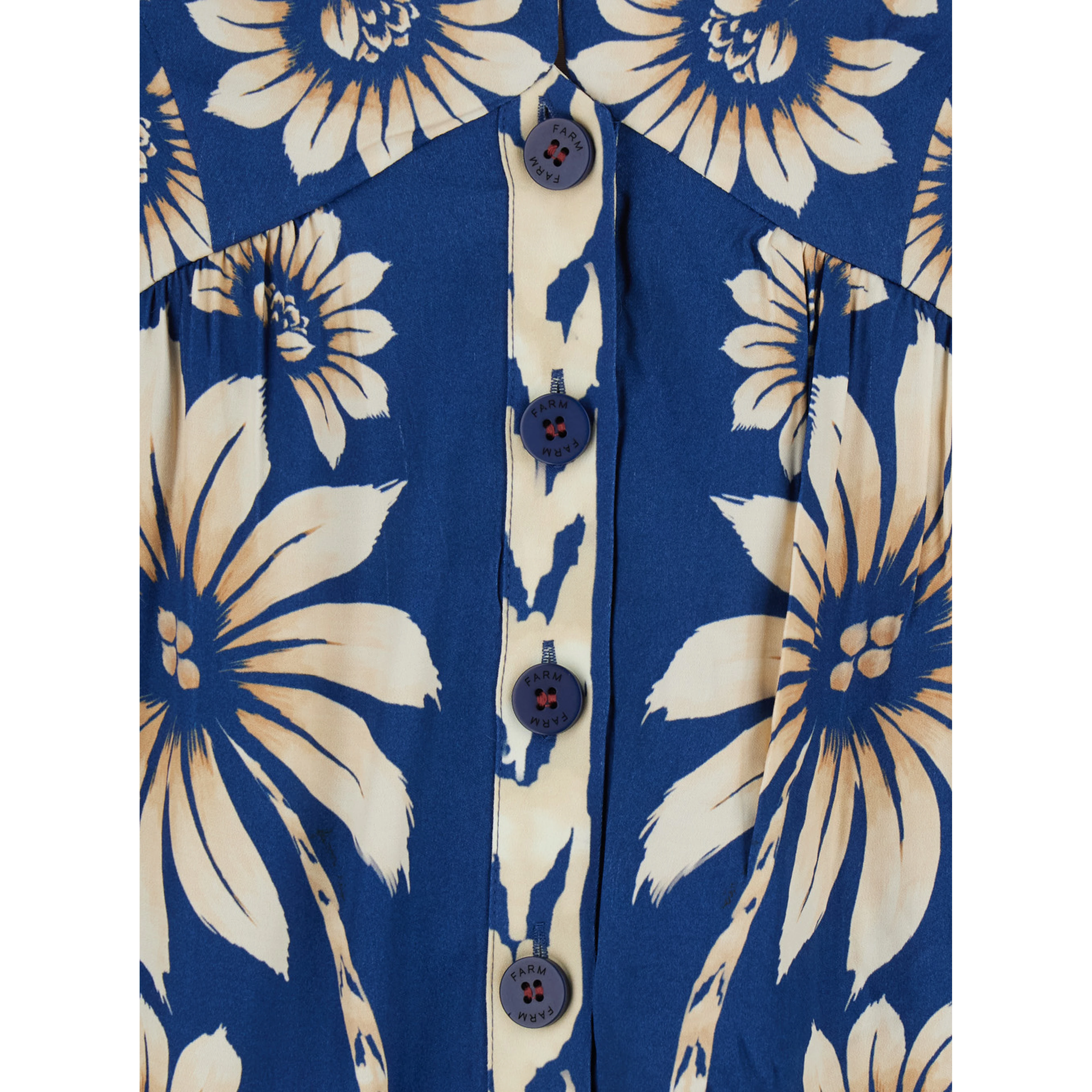 Luna Blue Midi Dress with V-Neck and Floral Motif All-Over in Viscose for Women
