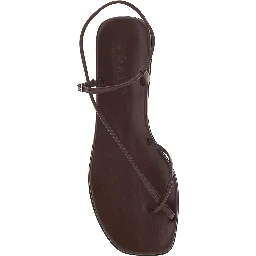 Brown Leather Sandals with Logo Imprinted on Insole for Women