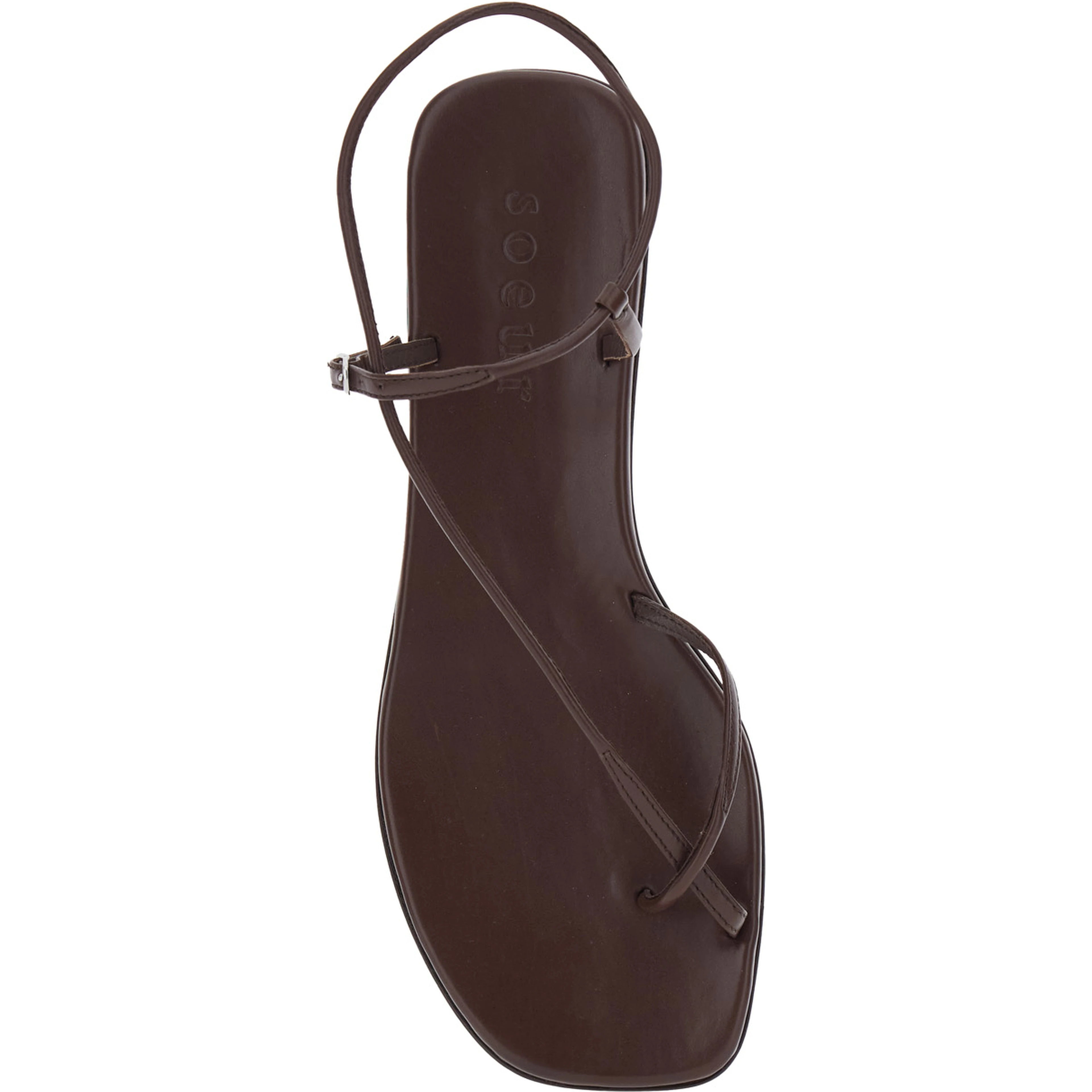 Brown Leather Sandals with Logo Imprinted on Insole for Women