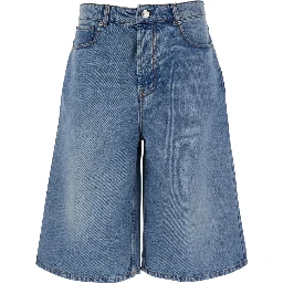 Light Blue High-Waisted Bermuda Shorts with Side Pockets In Denim for Men