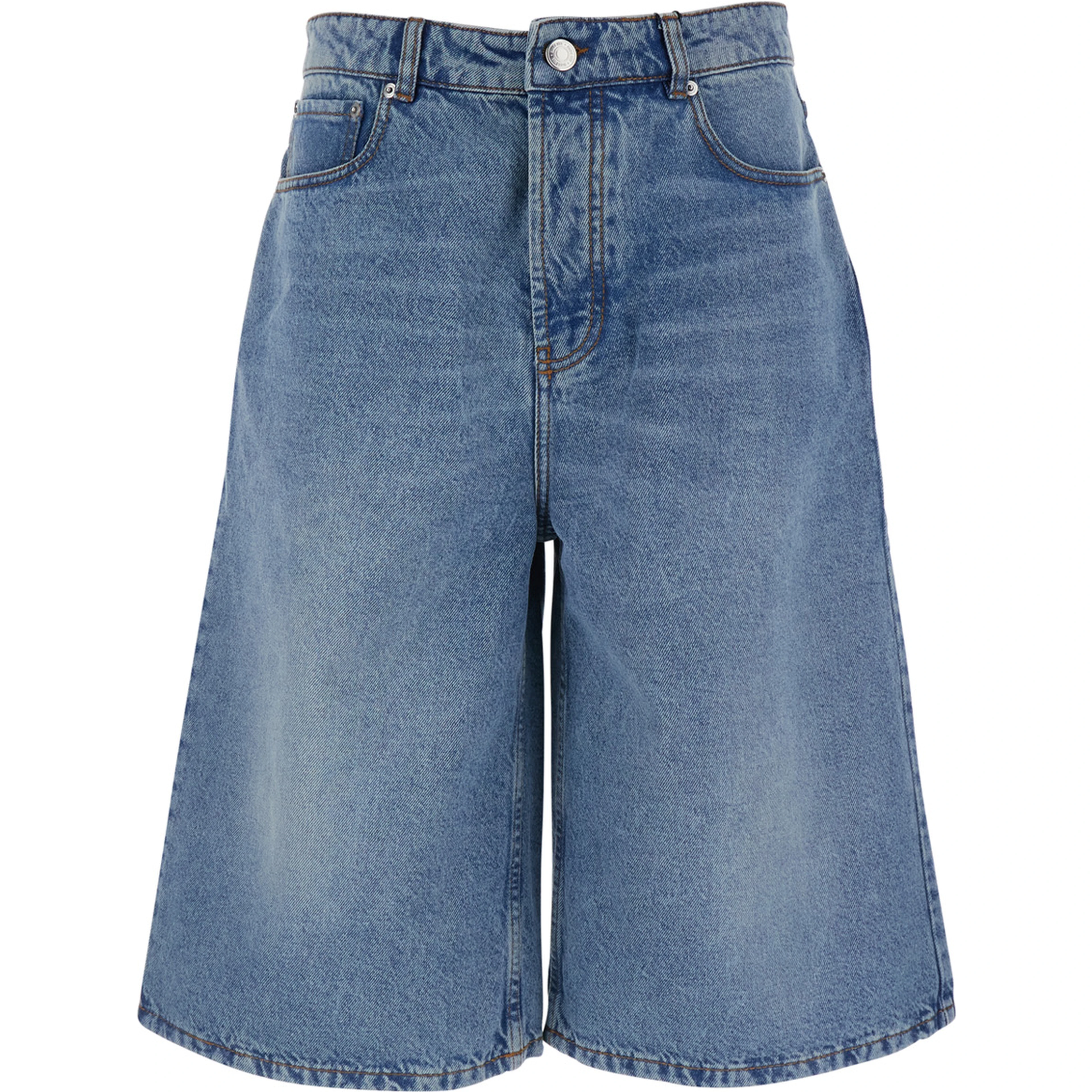 Light Blue High-Waisted Bermuda Shorts with Side Pockets In Denim for Men