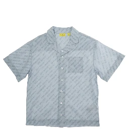 Light Blue Shirt with All-Over Logo Motif and Front Pocket in Cotton for boy