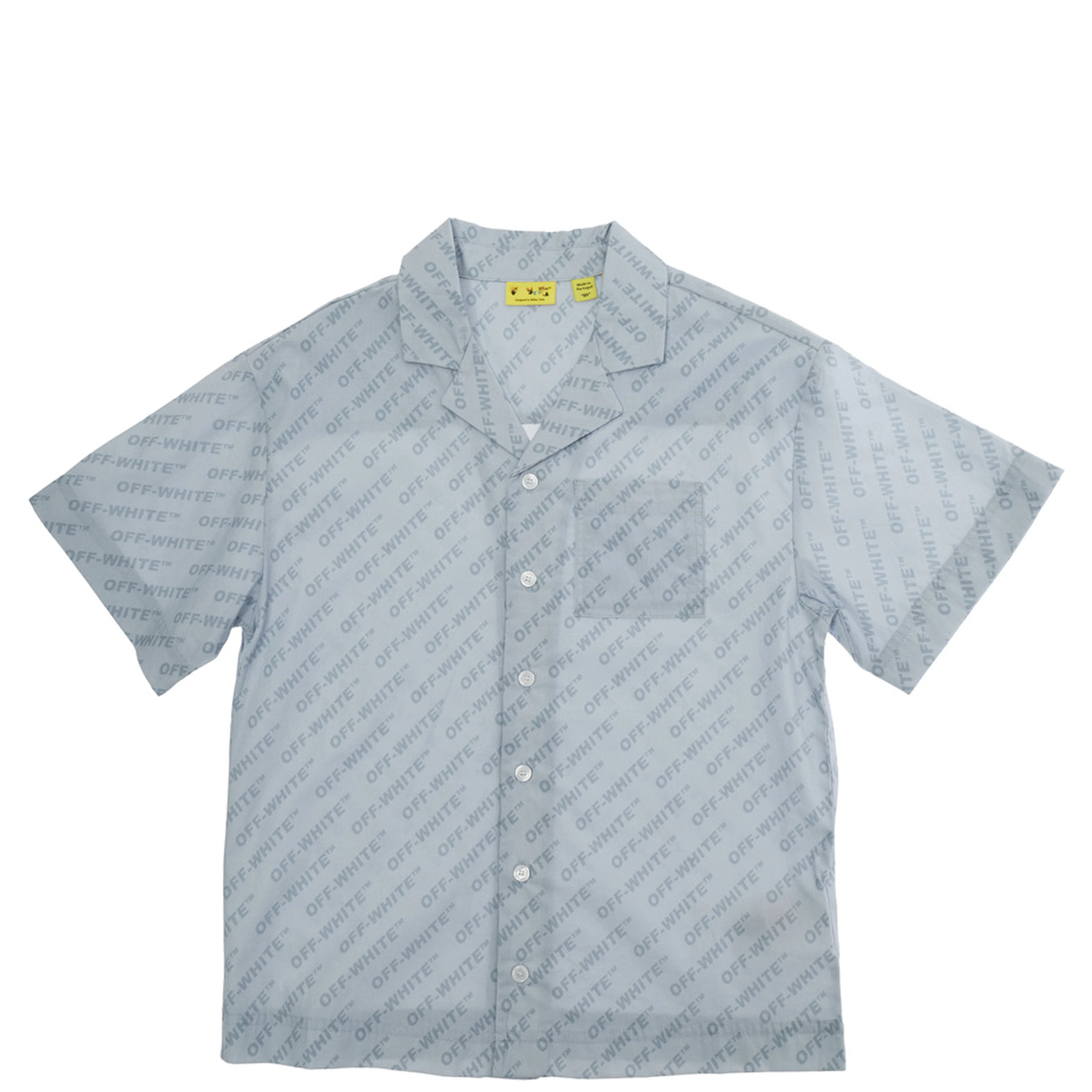 Light Blue Shirt with All-Over Logo Motif and Front Pocket in Cotton for boy