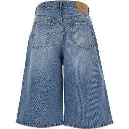 Light Blue High-Waisted Bermuda Shorts with Side Pockets In Denim for Men