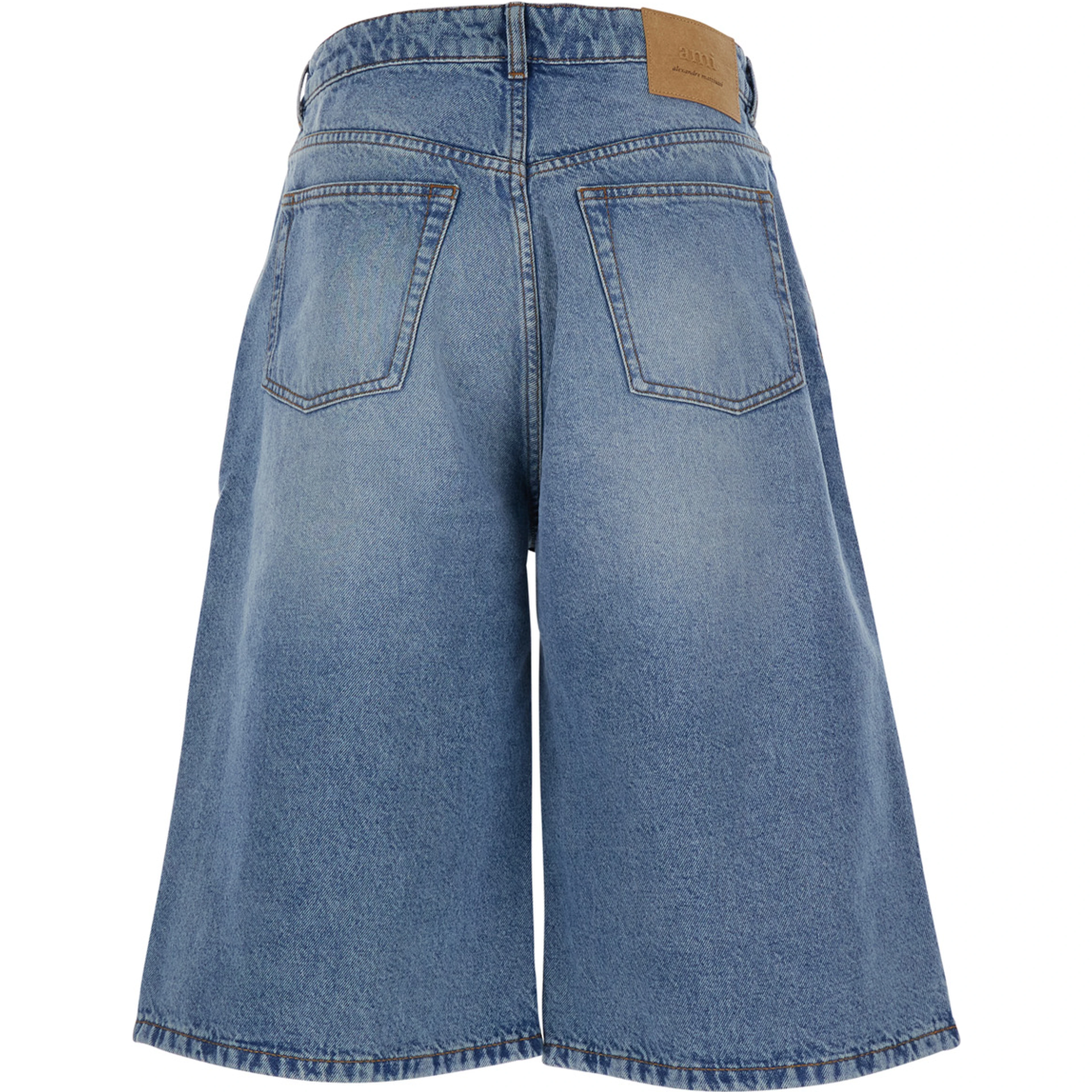 Light Blue High-Waisted Bermuda Shorts with Side Pockets In Denim for Men