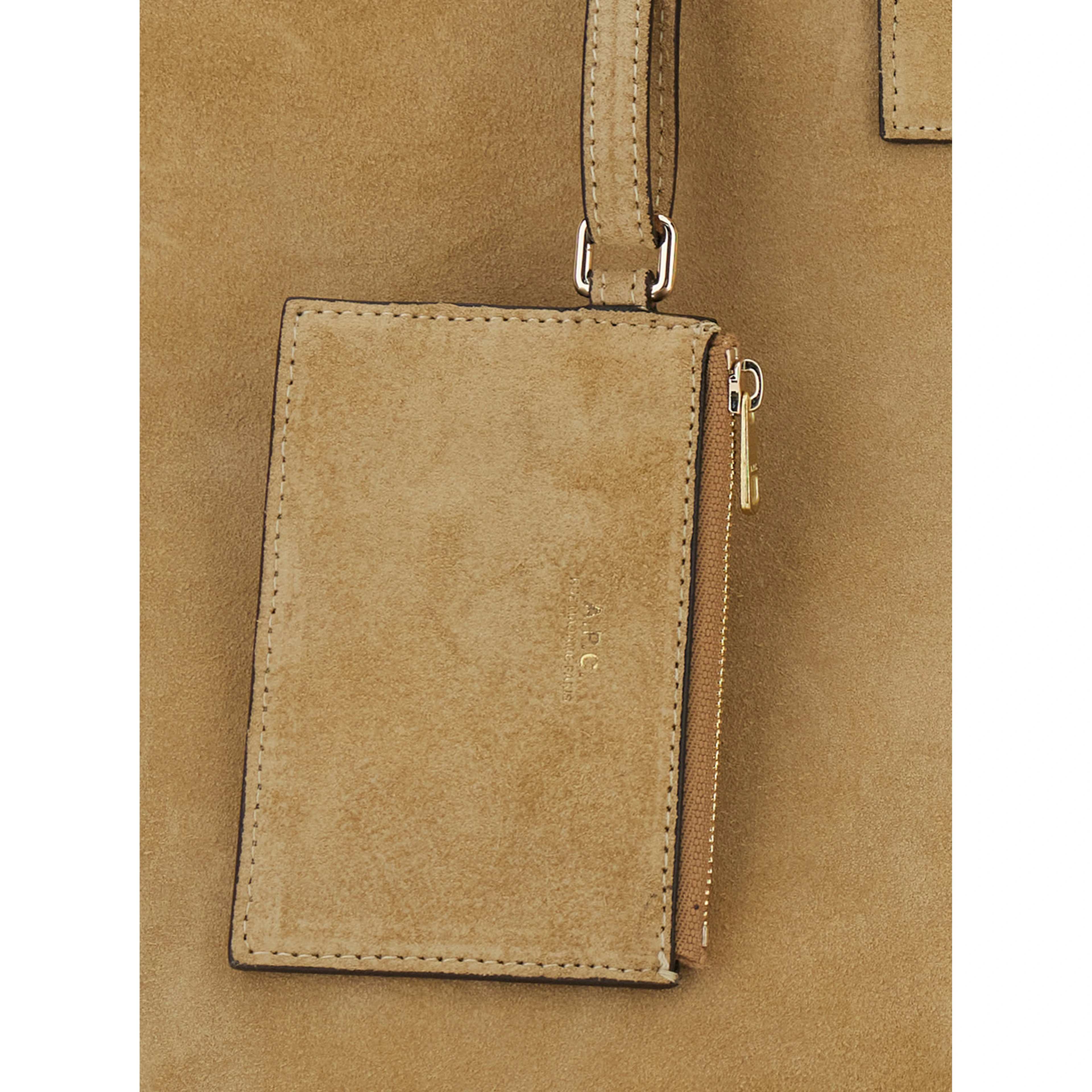 Le Drummer Beige Shopper with Four Handles and Logo Lettering on the Front in Suede Women