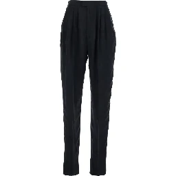 Black High-Waisted Straight Leg Pants in silk for Women