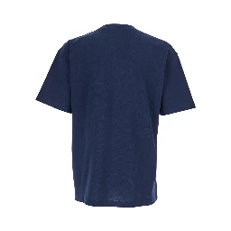 Blue T-Shirt with Round Neck and Short Sleeves in Cotton for Men