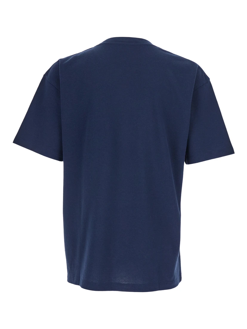 Blue T-Shirt with Round Neck and Short Sleeves in Cotton for Men