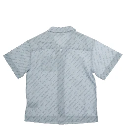 Light Blue Shirt with All-Over Logo Motif and Front Pocket in Cotton for boy