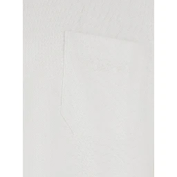 White Polo Shirt with Web Detail on Collar and Sleeves and Tone-on-Tone Logo Lettering on the Front in Cotton for Men