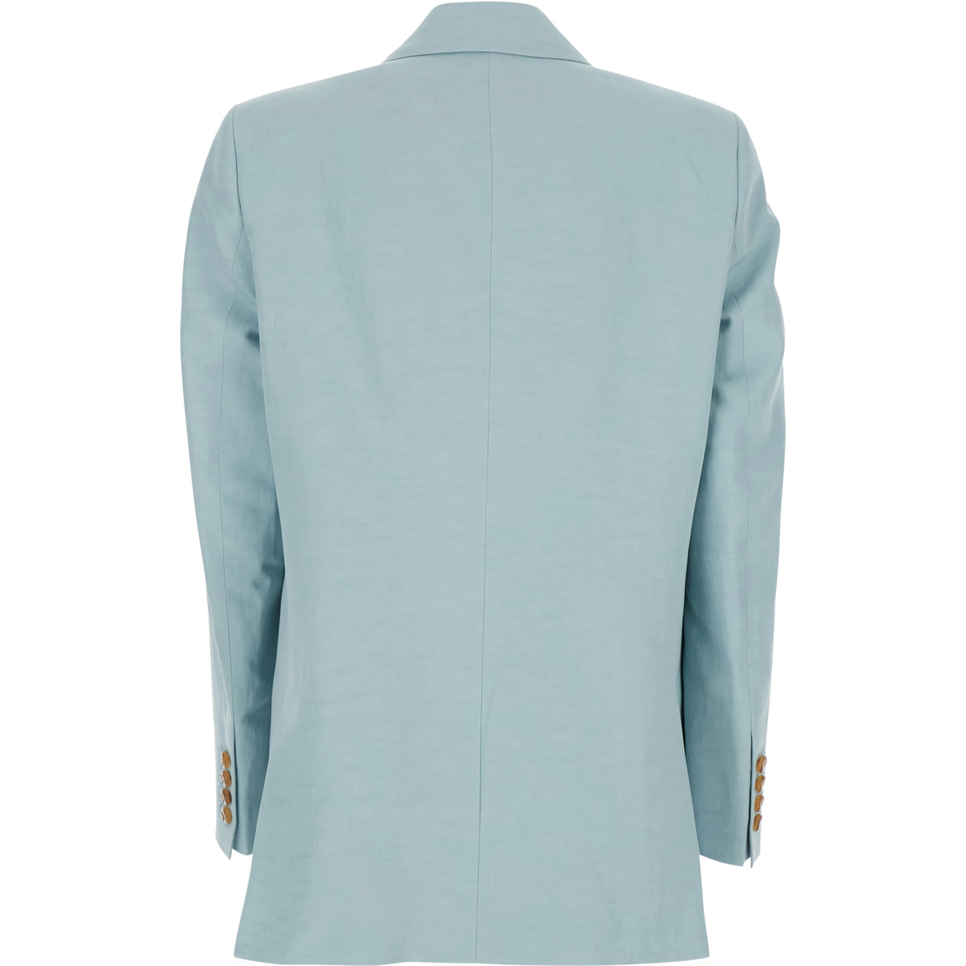 Light blue jacket with peak lapels in silk blend woman