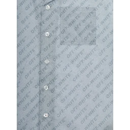 Light Blue Shirt with All-Over Logo Motif and Front Pocket in Cotton for boy