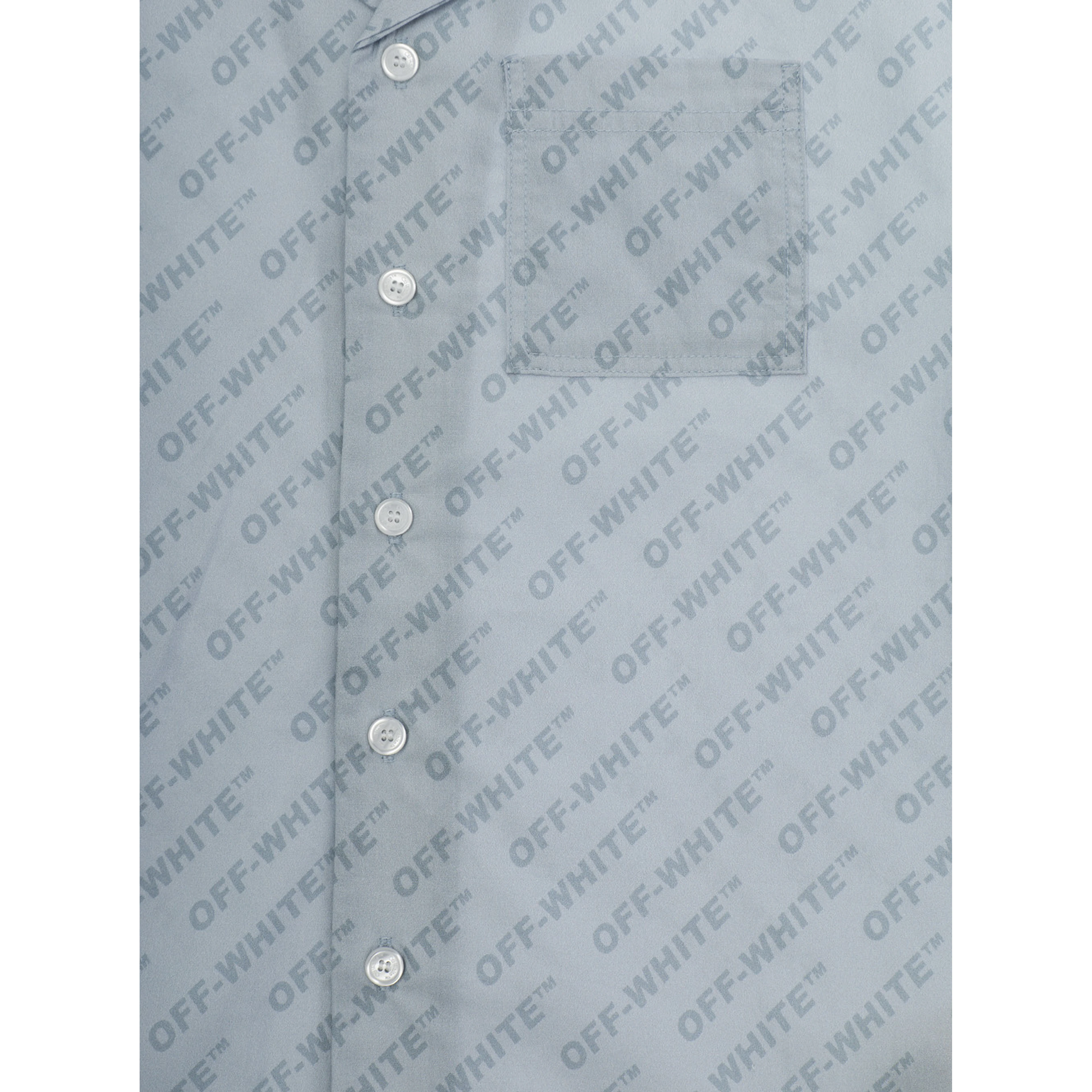 Light Blue Shirt with All-Over Logo Motif and Front Pocket in Cotton for boy