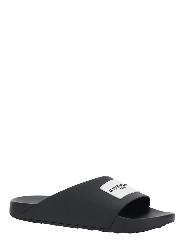 Mens Black Wide Band Sandals with Contrast Logo Patch alternative