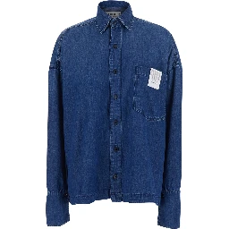 Shirt WOMAN SHIRT with Classic Collar and Long Sleeves in Blue Cotton for Women