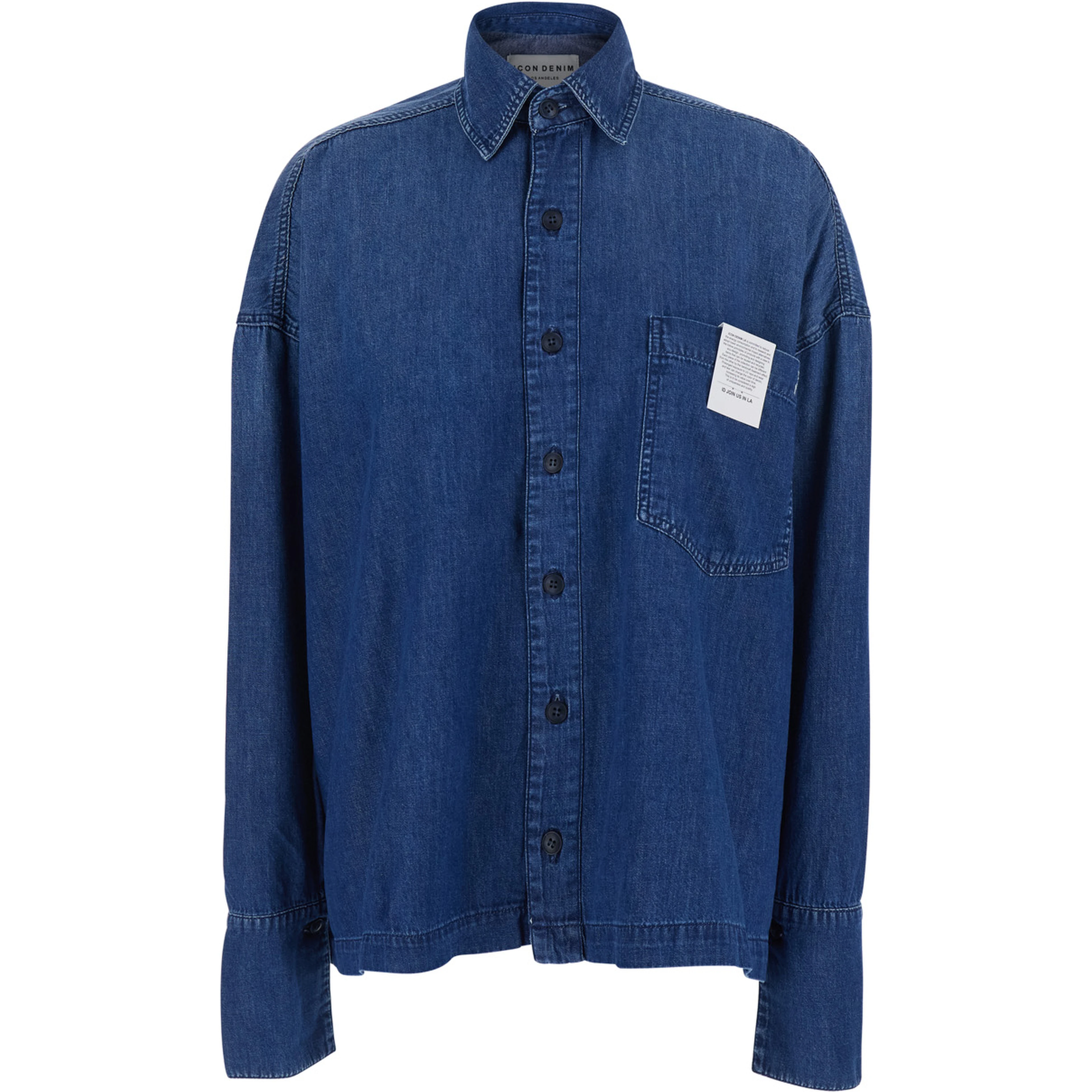 Shirt WOMAN SHIRT with Classic Collar and Long Sleeves in Blue Cotton for Women
