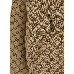 Brown Jacket with Classic Collar and All-Over GG Motif in Cotton for Women
