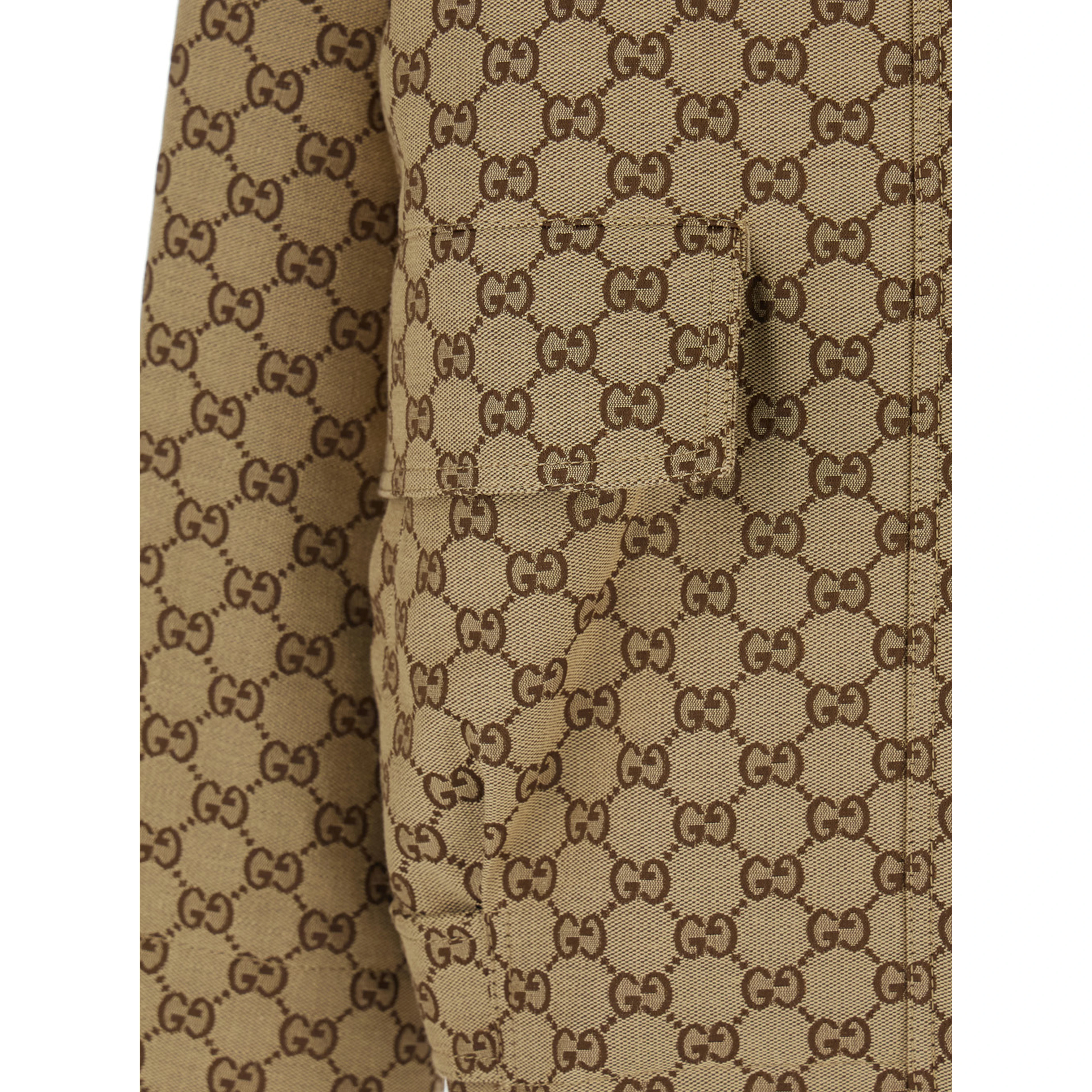 Brown Jacket with Classic Collar and All-Over GG Motif in Cotton for Women