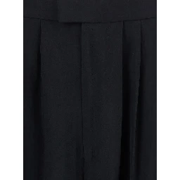 Black High-Waisted Straight Leg Pants in silk for Women