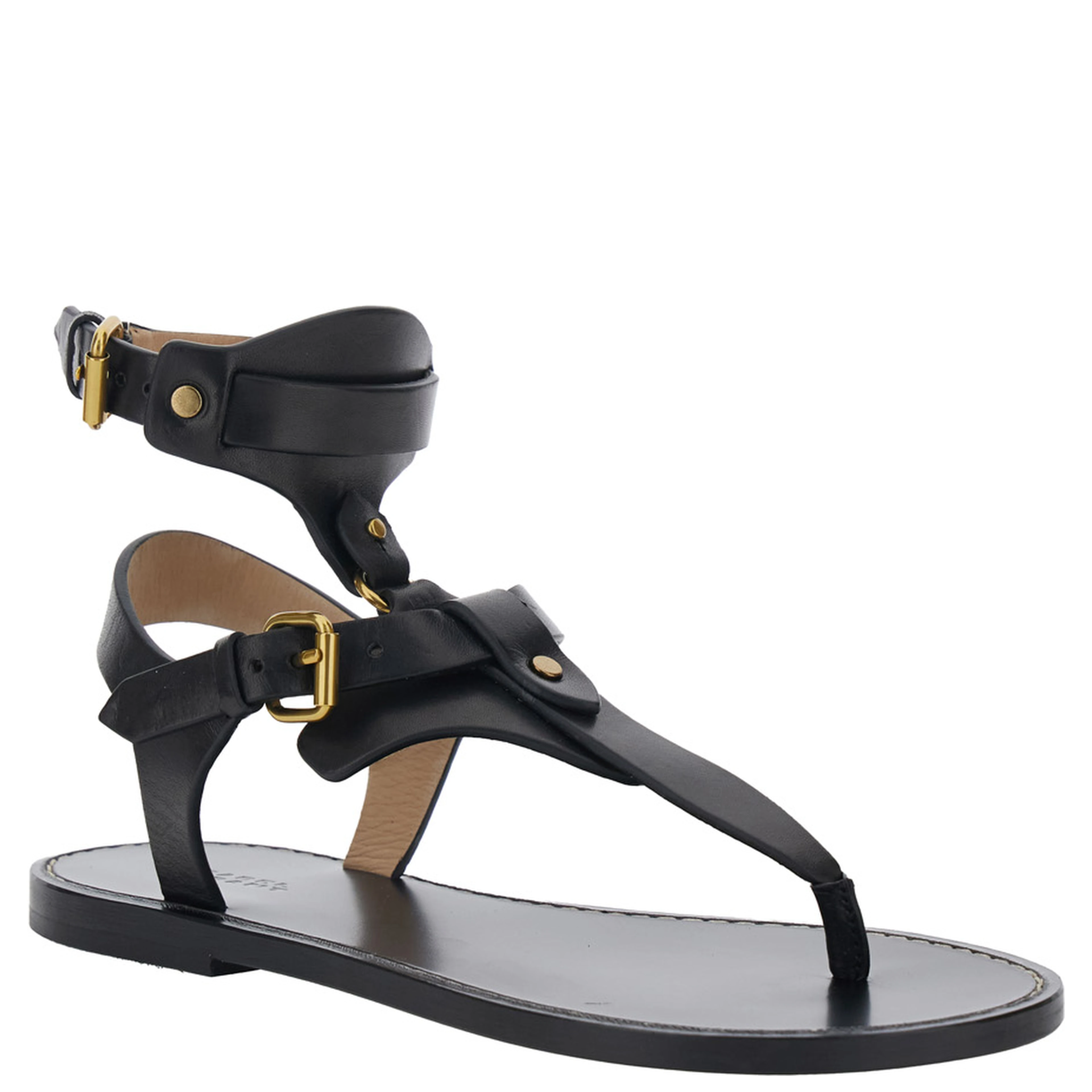 Eveena Black Sandals with Adjustable Buckle Closure in Leather Woman