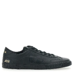 Volley Black Low Top Sneakers with Embossed Logo on the Side and Logo Lettering on the Rear in Leather Unisex