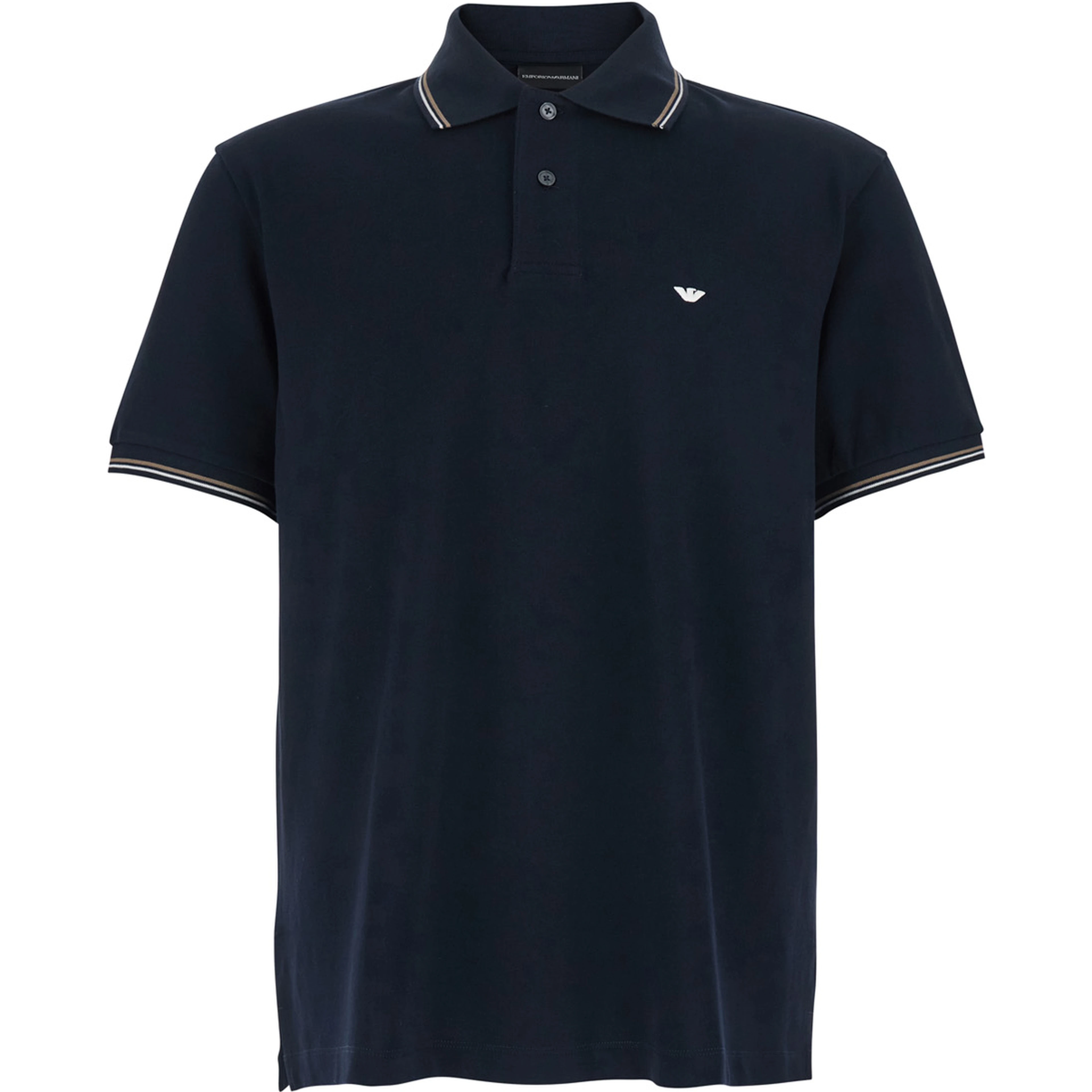 Blue Polo with Classic Two-Tone Collar and Logo Embroidery on the Front in Cotton for Men