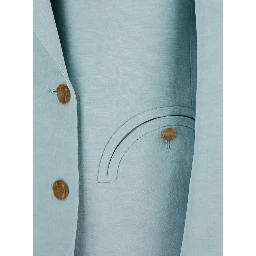 Light blue jacket with peak lapels in silk blend woman