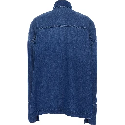 Shirt WOMAN SHIRT with Classic Collar and Long Sleeves in Blue Cotton for Women