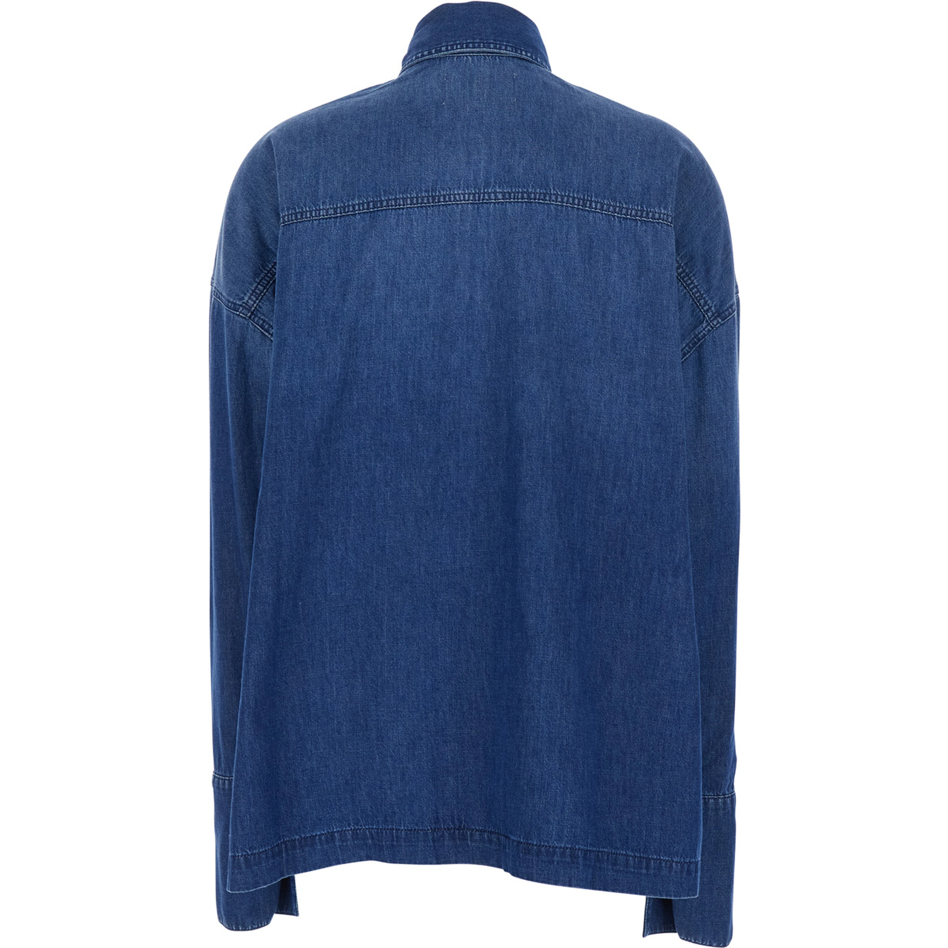 Shirt WOMAN SHIRT with Classic Collar and Long Sleeves in Blue Cotton for Women